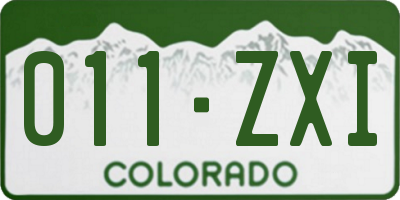 CO license plate 011ZXI