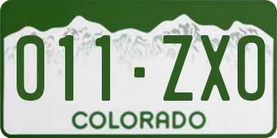 CO license plate 011ZXO