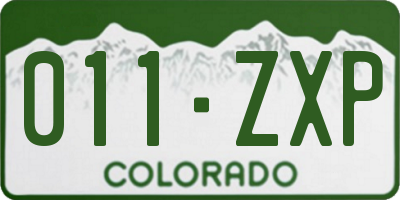 CO license plate 011ZXP
