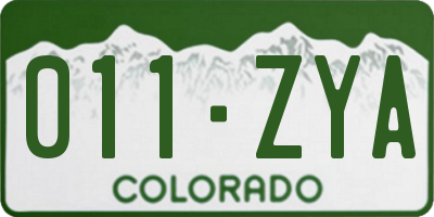 CO license plate 011ZYA
