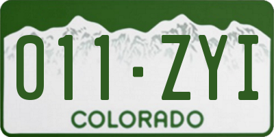 CO license plate 011ZYI