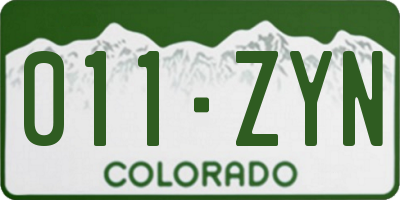 CO license plate 011ZYN
