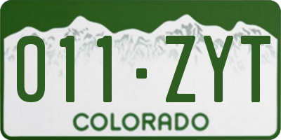CO license plate 011ZYT