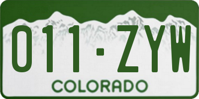 CO license plate 011ZYW