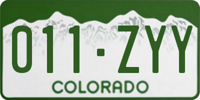 CO license plate 011ZYY
