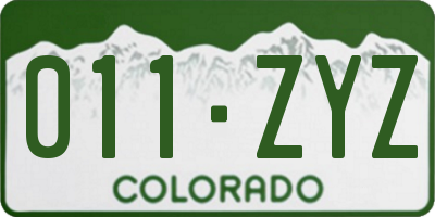 CO license plate 011ZYZ