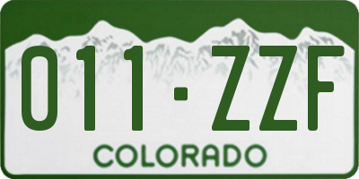 CO license plate 011ZZF