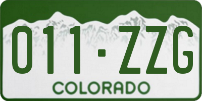 CO license plate 011ZZG