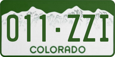 CO license plate 011ZZI
