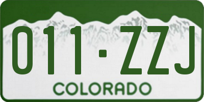 CO license plate 011ZZJ