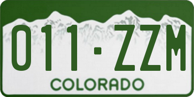 CO license plate 011ZZM