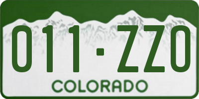CO license plate 011ZZO