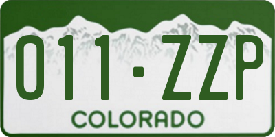 CO license plate 011ZZP