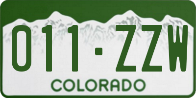 CO license plate 011ZZW