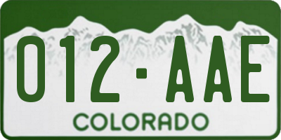 CO license plate 012AAE