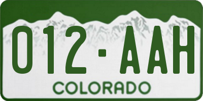 CO license plate 012AAH