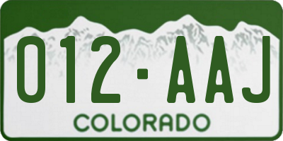 CO license plate 012AAJ