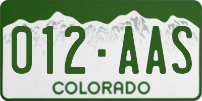 CO license plate 012AAS