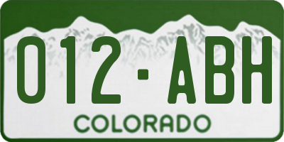 CO license plate 012ABH