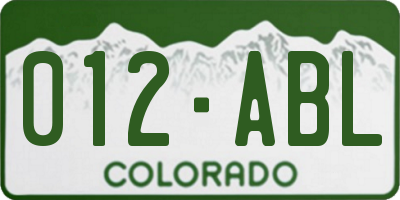 CO license plate 012ABL