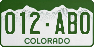 CO license plate 012ABO