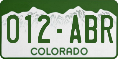 CO license plate 012ABR