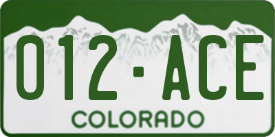 CO license plate 012ACE