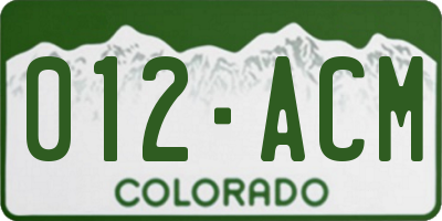 CO license plate 012ACM