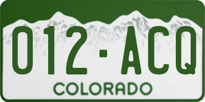 CO license plate 012ACQ