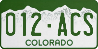 CO license plate 012ACS