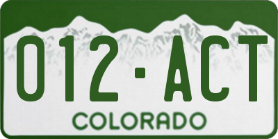 CO license plate 012ACT