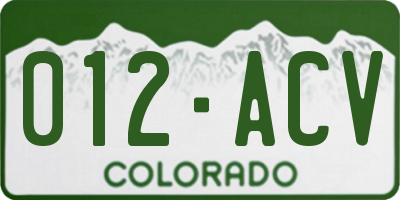 CO license plate 012ACV