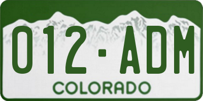 CO license plate 012ADM