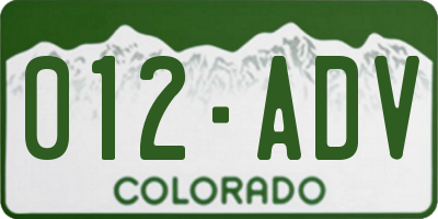 CO license plate 012ADV