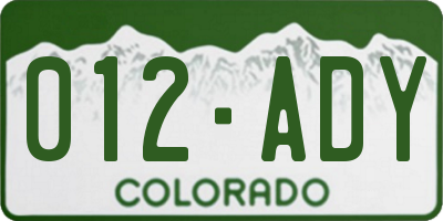 CO license plate 012ADY