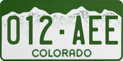 CO license plate 012AEE