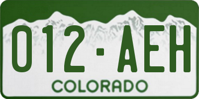 CO license plate 012AEH