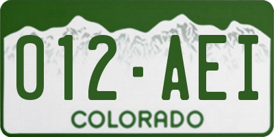 CO license plate 012AEI