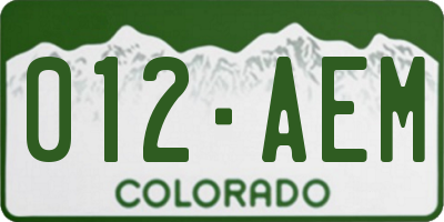 CO license plate 012AEM
