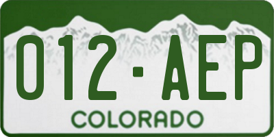 CO license plate 012AEP