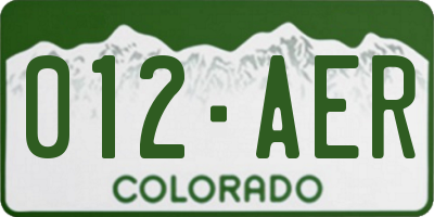 CO license plate 012AER
