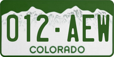 CO license plate 012AEW