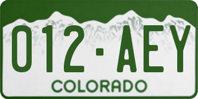 CO license plate 012AEY