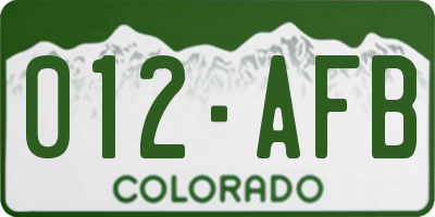 CO license plate 012AFB