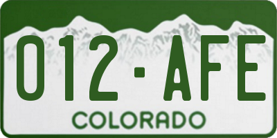 CO license plate 012AFE
