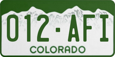 CO license plate 012AFI