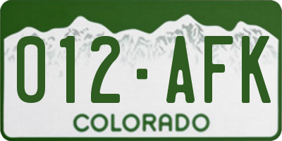 CO license plate 012AFK