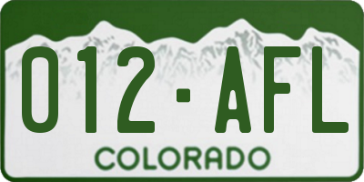 CO license plate 012AFL