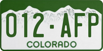 CO license plate 012AFP