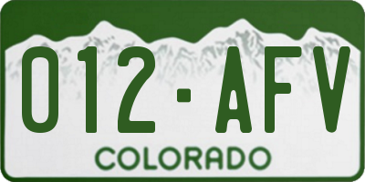 CO license plate 012AFV